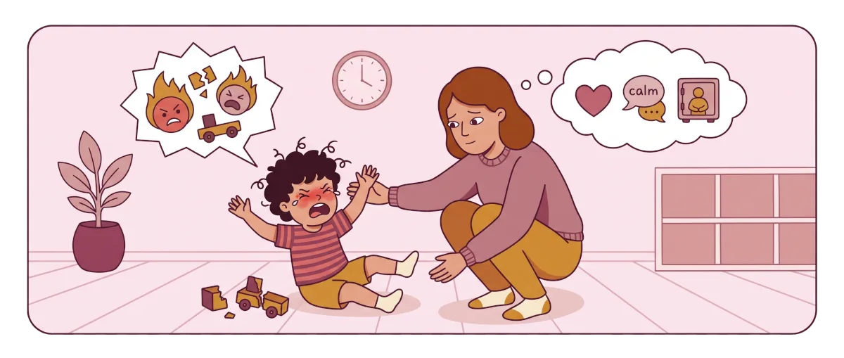 والد يدعم طفلًا يمر بنوبة غضب