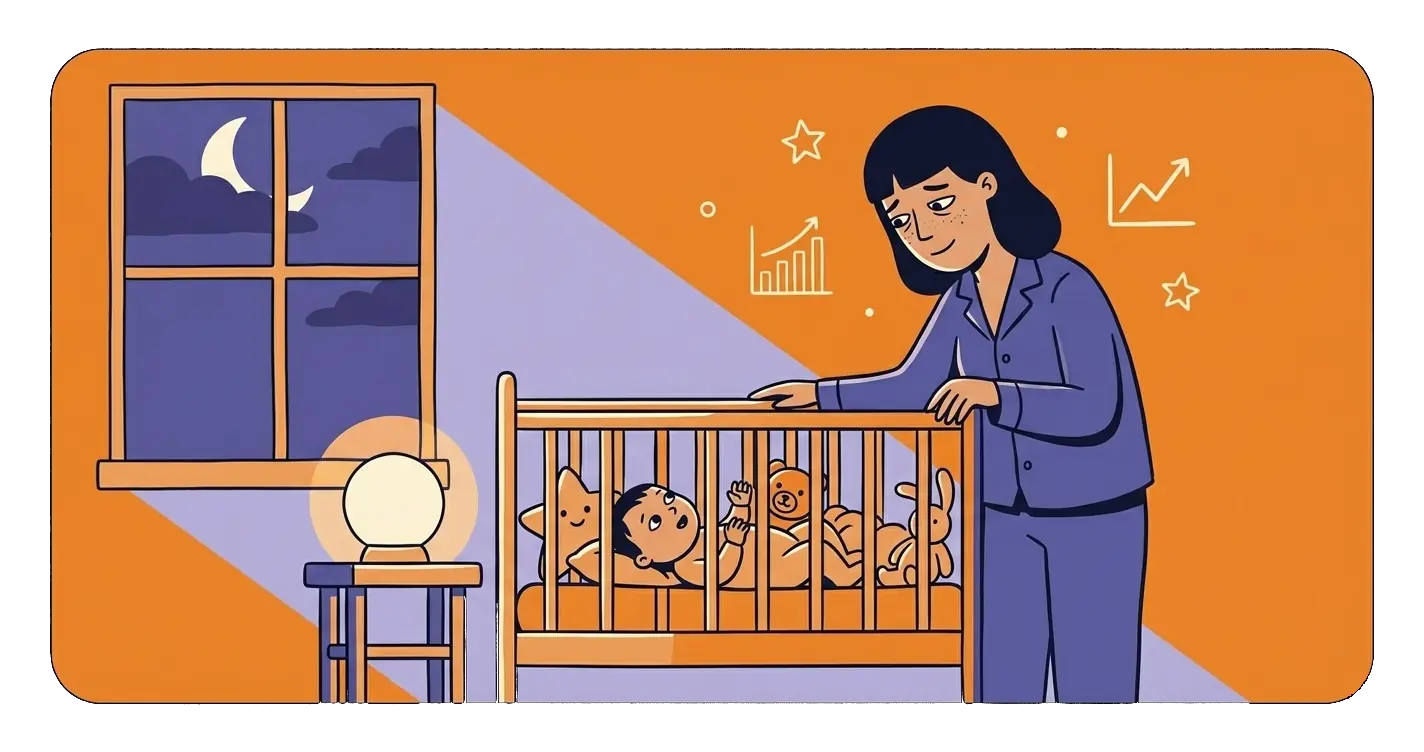 夜间醒来的婴儿与安抚孩子的家长