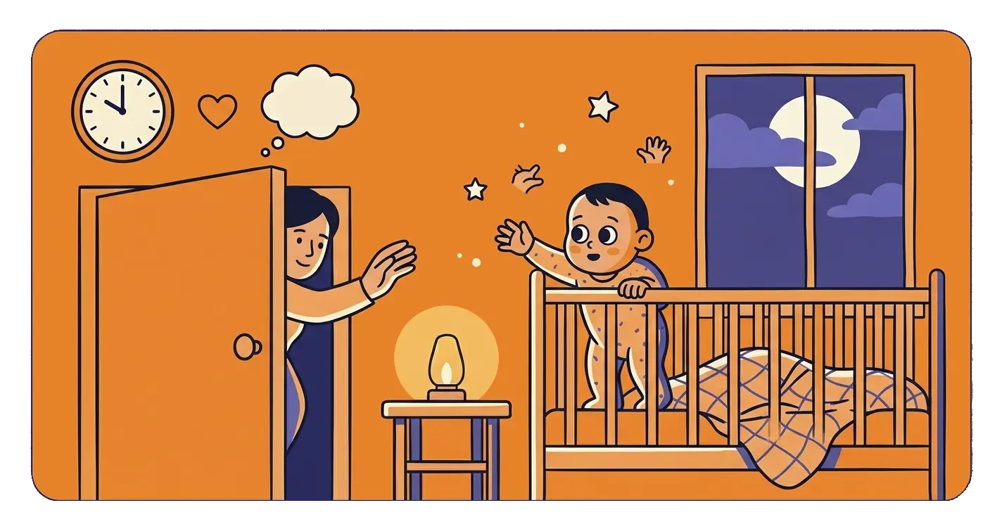 Baby waking up in crib at night