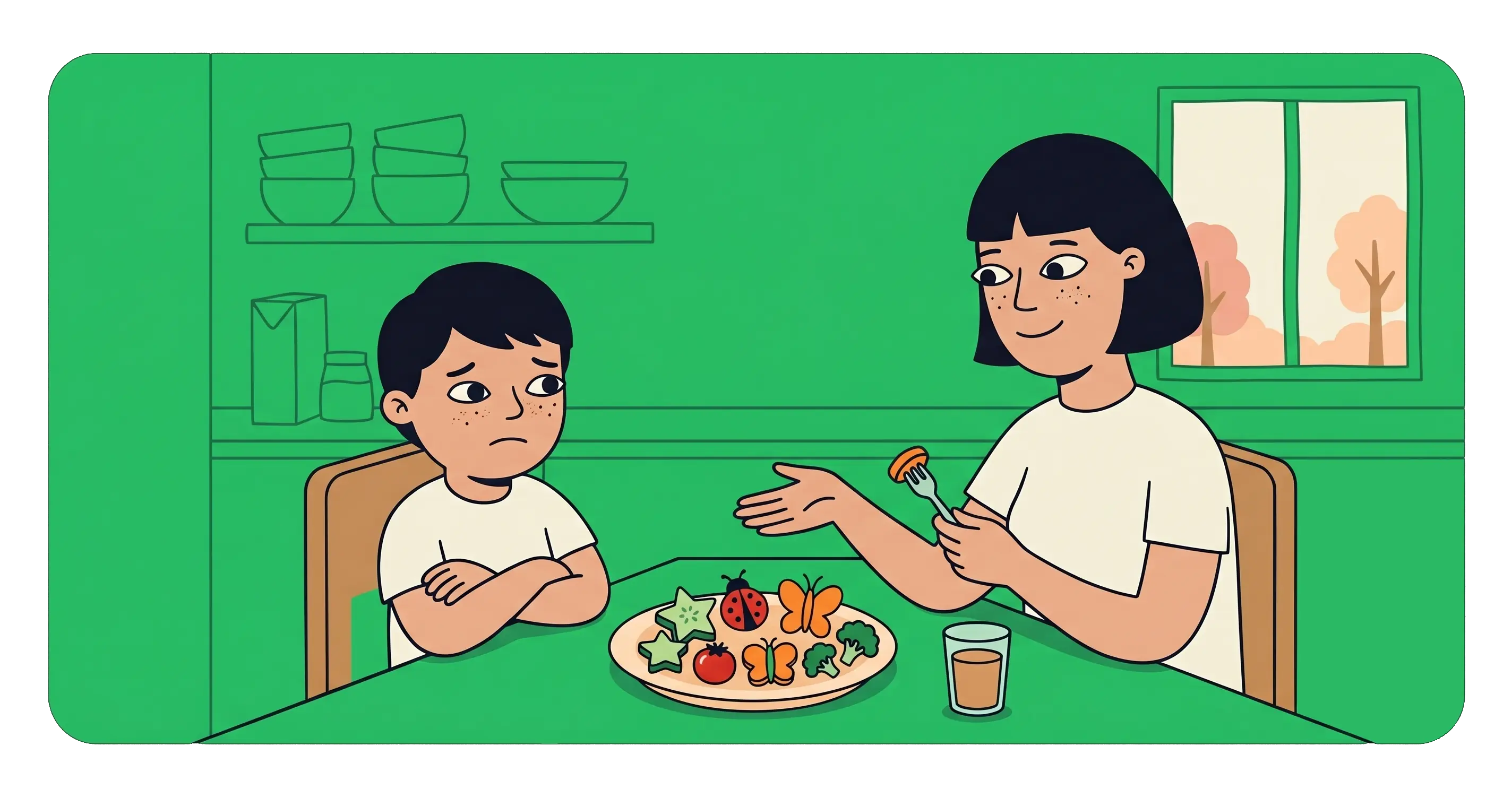 Child refusing to eat at the table
